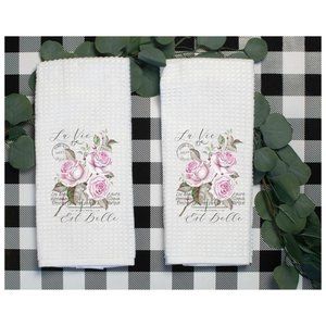 French Country Hand Towels, French Roses, La Vie
